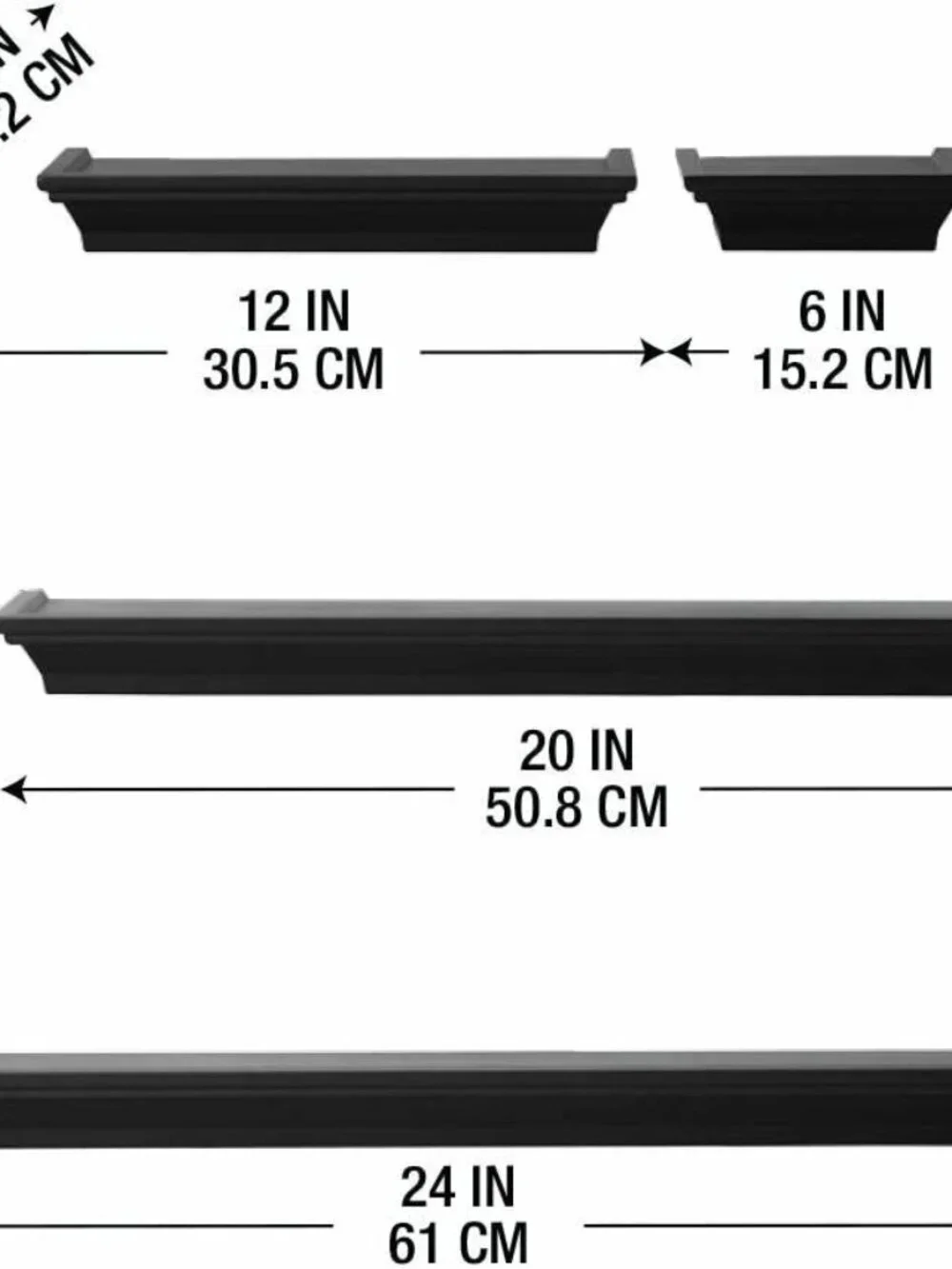 New! Two Sets of 4pc Always Home Encore Black Floating Wall Shelfs
